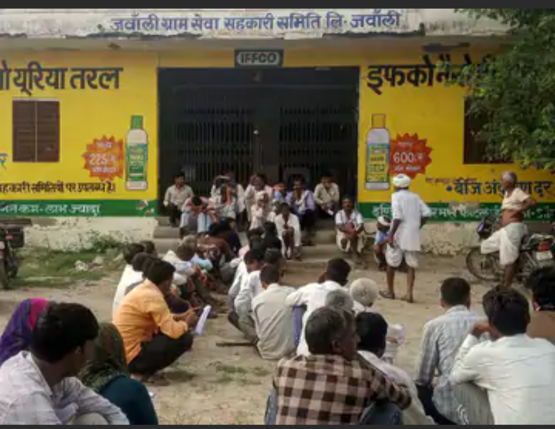 जंवाली सहकारी समिति में डीएपी खाद वितरण स्थगित:400 कट्टों के लिए उमड़ी भीड़, स्थिति अनियंत्रित होने के चलते लगी रोक