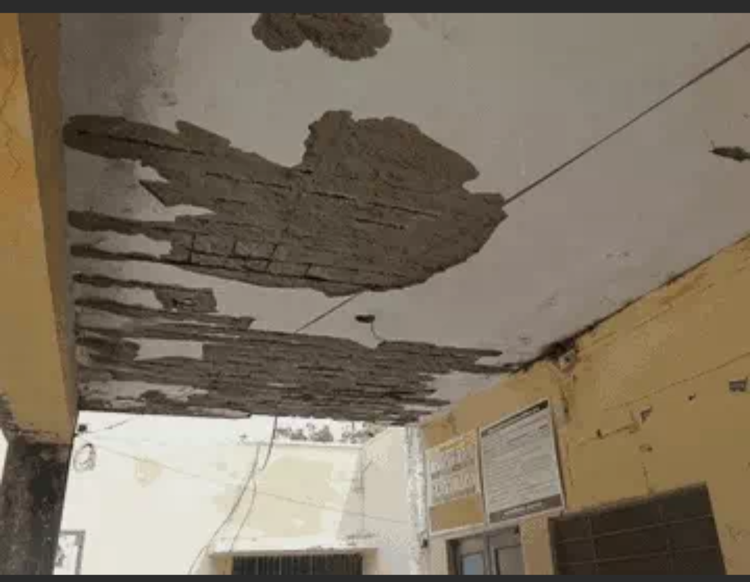 देवली तहसीलदार ऑफिस के बरामदे की छत का प्लास्टर गिरा:कर्मचारी और आवेदक थे मौजूद, काउंटर दूसरी जगह किया शिफ्ट