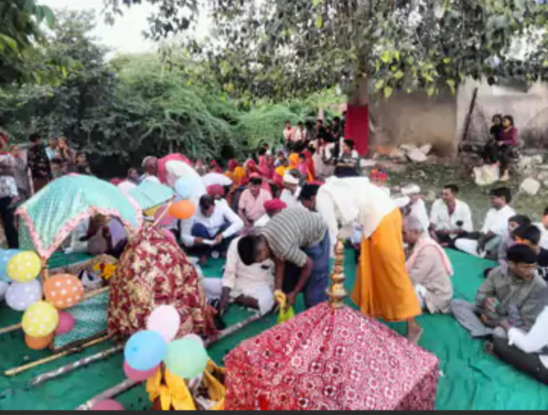पीपलू में जलझूलनी एकादशी का पर्व मनाया:ढोल-नगाड़ों की गूंज के साथ निकाला जुलूस, ग्रामीणों ने देवविमानों पर फूल बरसाए