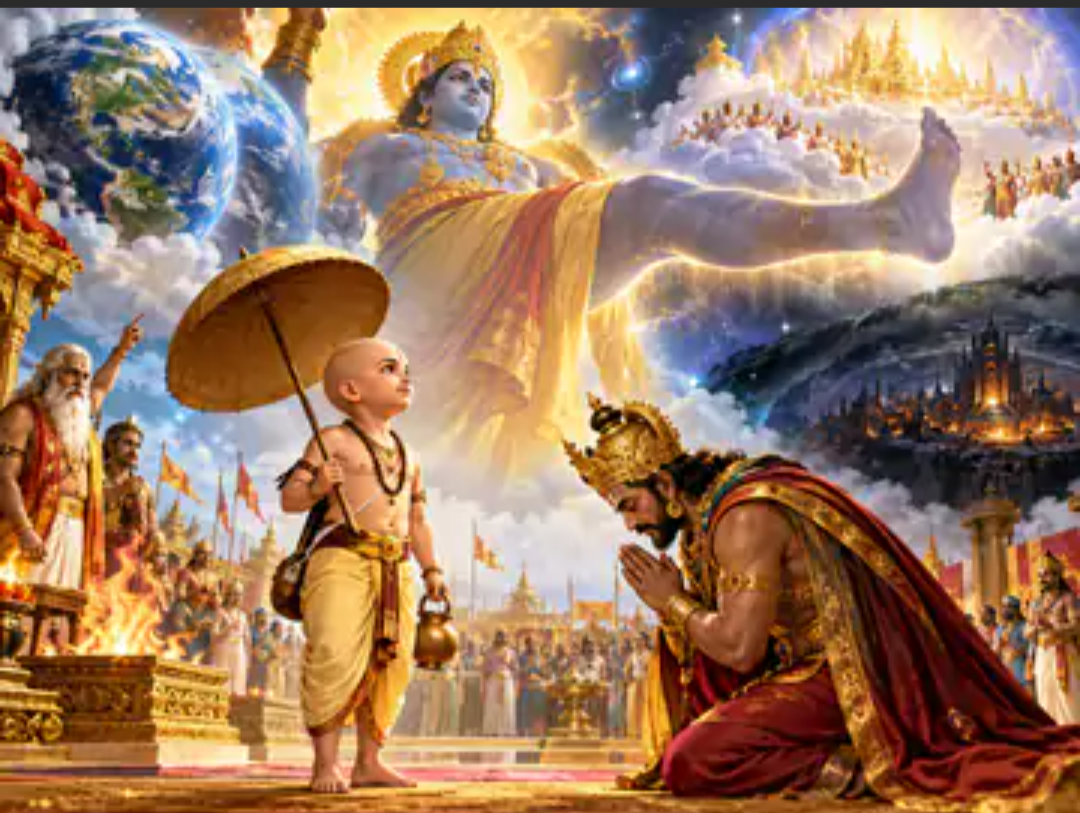 भगवान विष्णु के वामन अवतार की जयंती आज:राजा बलि का अहंकार दूर करने के लिए बच्चे का रूप लिया और तीन पग में नाप दिए तीनों लोक