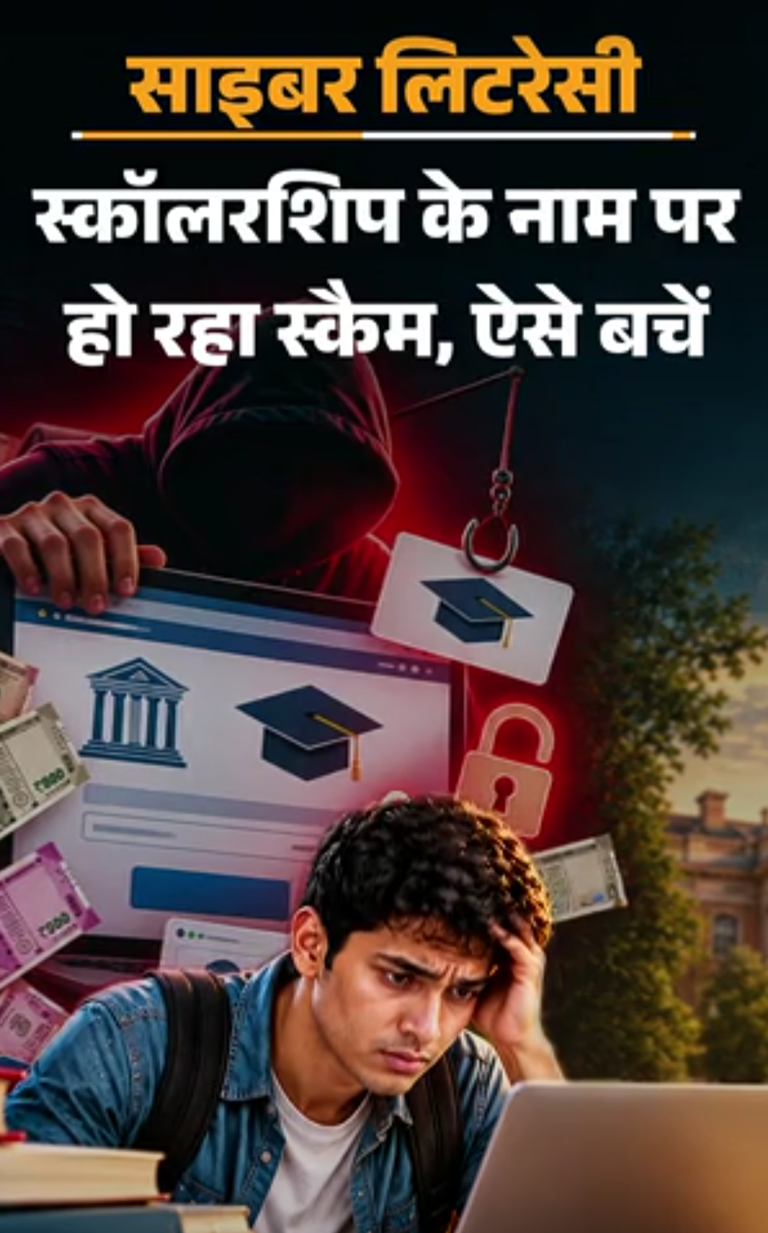 साइबर लिटरेसी- स्कॉलरशिप के नाम पर स्कैम:छात्र और पेरेंट्स सावधान! पहचानें सही और फर्जी ऑफर का फर्क, आवेदन से जुड़ी 17 सावधानियां