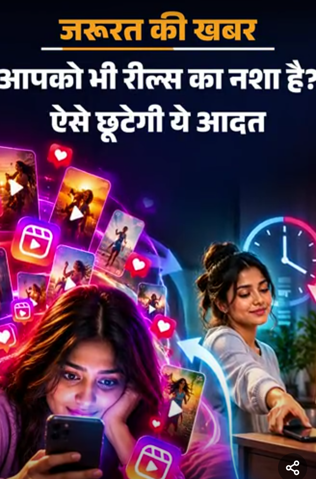 जरूरत की खबर- साल के 972 घंटे देख रहे रील्स:क्या आपको भी रील्स का नशा है, एक्सपर्ट से जानें ये लत छुड़ाने के आसान टिप्स